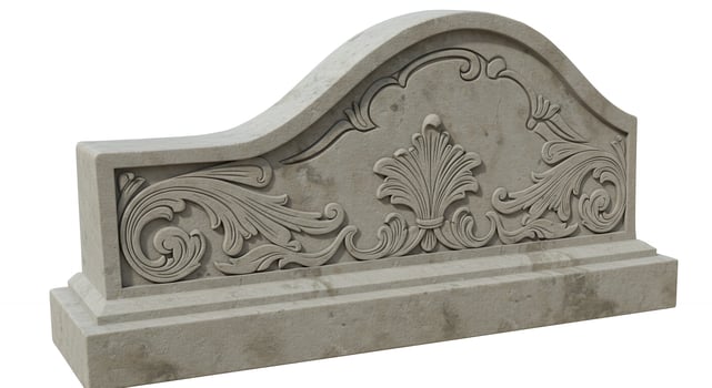 Stone Carving Decorative Ornament with Floral and Swirl Design photo