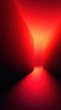 Bright red corridor lit by dramatic lighting creates a surreal and immersive atmosphere for exploration and imagination photo