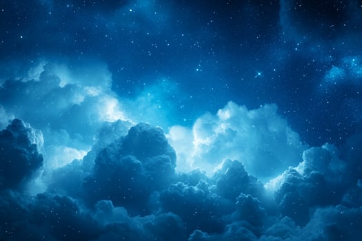 Blue sky with clouds and stars photo
