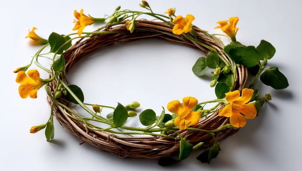 Floral wreath of yellow blossoms photo