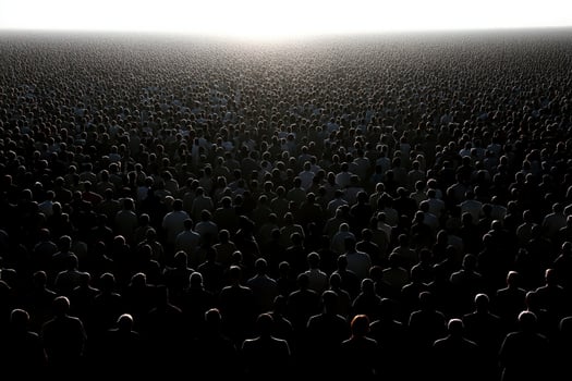 A large crowd of people standing in a field photo