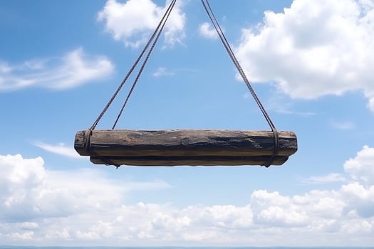 A wooden swing hanging from a rope over the ocean photo