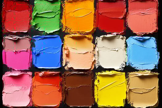 Colorful paint palette on black background photo
