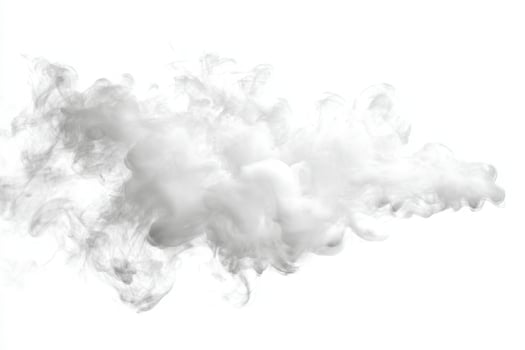 Wisps of soft white smoke drift gracefully across a bright background, forming ethereal shapes and patterns that evoke a tranquil, dreamlike quality in the air. photo