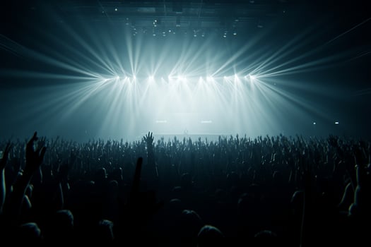 A concert stage with people in the audience photo