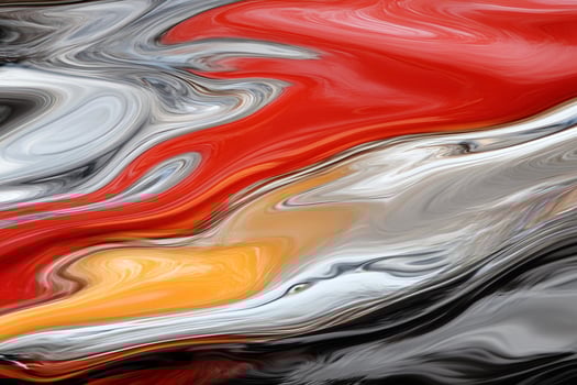 A red, yellow and black abstract painting photo