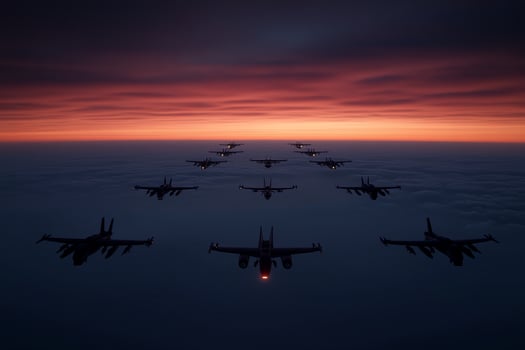 A group of military jets flying in formation photo
