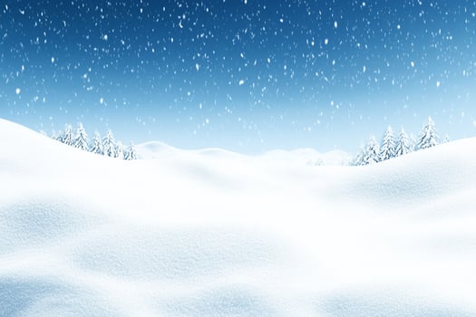 Winter landscape with snow and trees photo