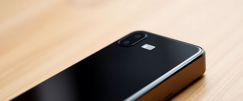 close up of a cell phone on a wooden surface photo