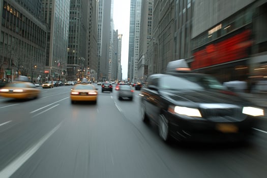 A blurry picture of a busy city street photo