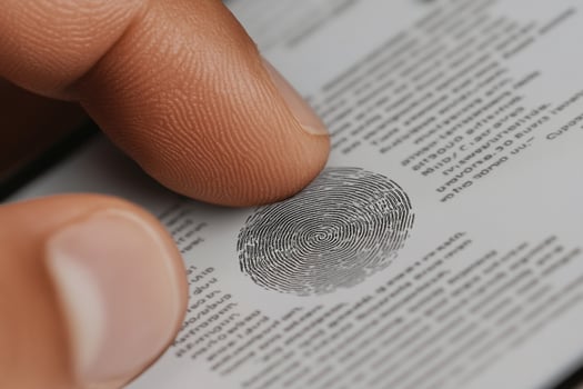 Fingerprinting on a document photo