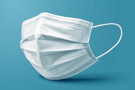 Surgical Mask on a Green Background photo