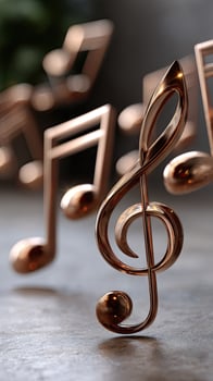 Golden musical notes on a table photo