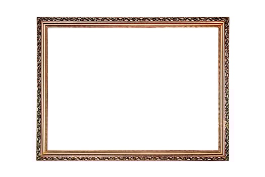 wooden brown photo frame isolated