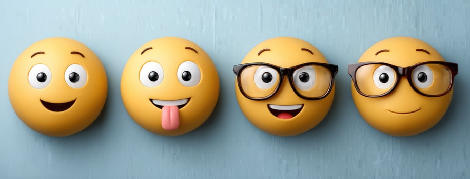 Four emoticions with different expressions photo
