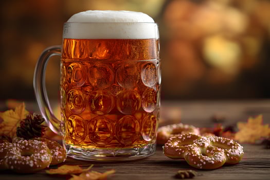 Autumn Oktoberfest Celebration with Beer Stein and Pretzels photo