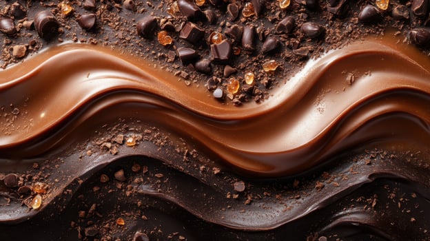 Syrupy swirls of rich chocolate showcase divine textures and contrasting flavors in a culinary masterpiece photo