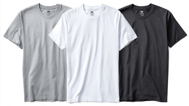 Assorted Plain T-Shirts on White Background - Versatile and Stylish Apparel Collection for Branding Campaigns photo