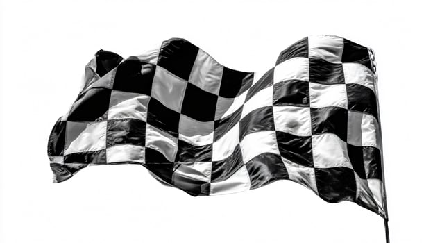 Dynamic Black and White Checkered Flag Fluttering in the Wind photo