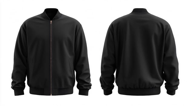 Modern Black Bomber Jacket Front Mockup for Urban Fashion Look photo