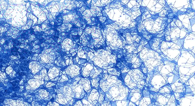A blue and white abstract pattern of dots photo