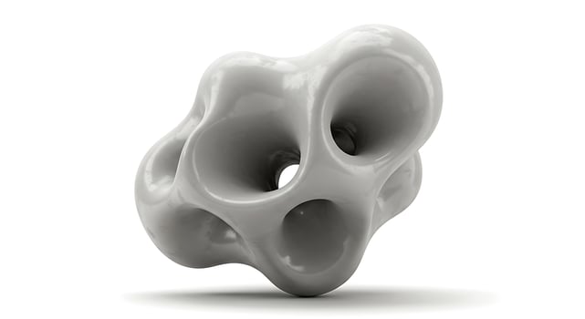 Abstract Sculptural Form with Hollow Cavities on White photo