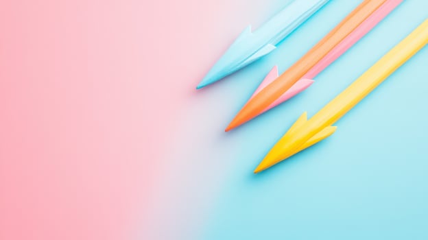 Colorful arrows pointing in different directions photo