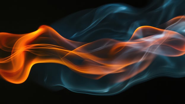 Colorful smoke trails dance in the dark background photo