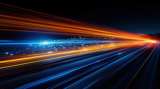 An eye-catching digital artwork representing speed, technology and futuristic motion with light. photo