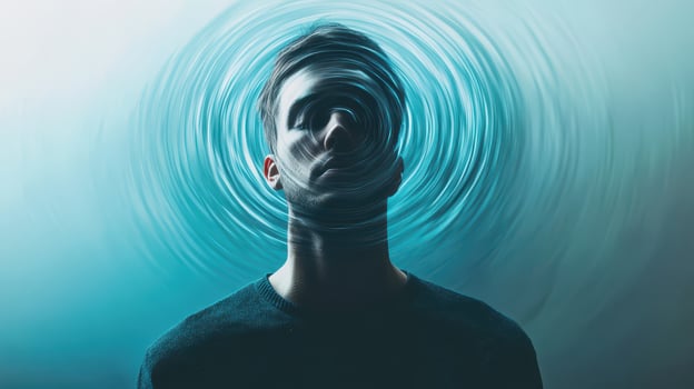 Mindfulness practice with swirling energy effects photo