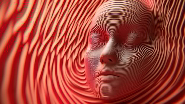 Flowing textured red abstract portrait photo