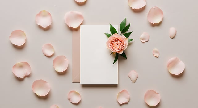 Elegant Rose and Blank Card Mockup photo