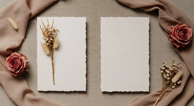 Elegant Wedding Invitation Mockup with Dried Flowers photo