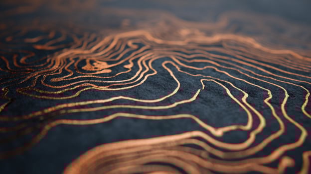abstract topography lines in metallic ink style, minimal map concept photo