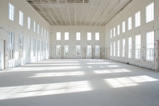 A large empty room with lots of windows photo