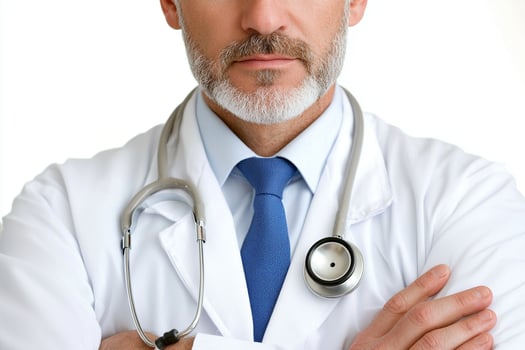 A male doctor with a stethoscope photo