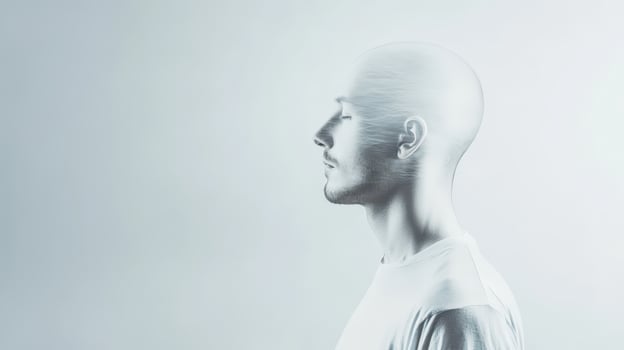 Serene meditator in soft light photo