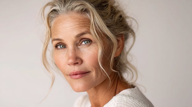 A woman with blonde hair and blue eyes photo
