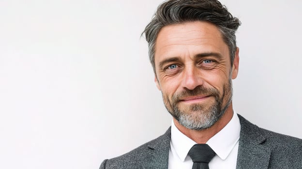 A man with a beard and a suit and tie photo