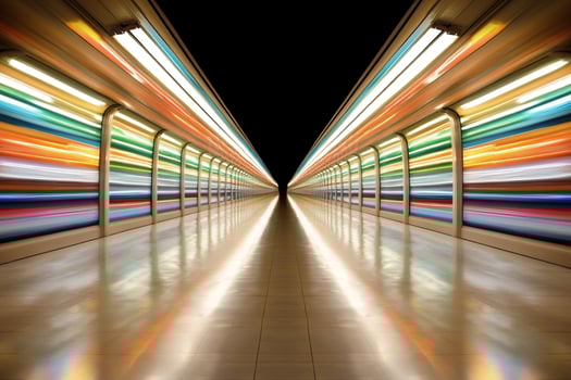A long tunnel with motion blur and lights photo