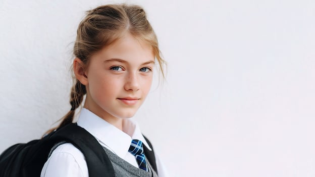 A young girl wearing a school uniform photo