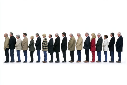 A line of people standing in a row photo