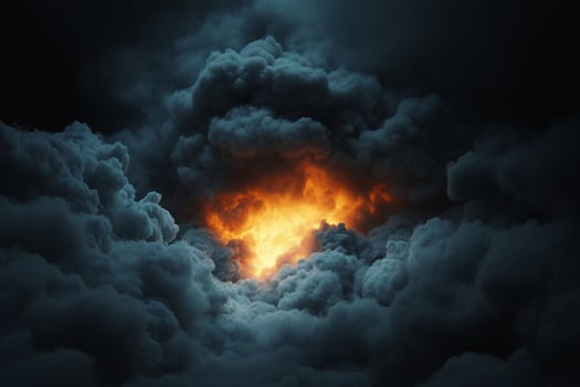 A burning fire is seen in the dark sky photo