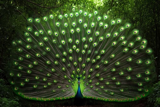 A peacock is showing off its feathers photo