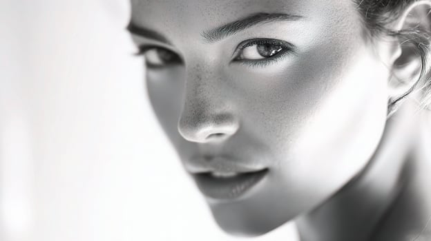 A woman with a black and white photo
