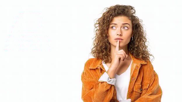 A woman with a finger on her lips photo