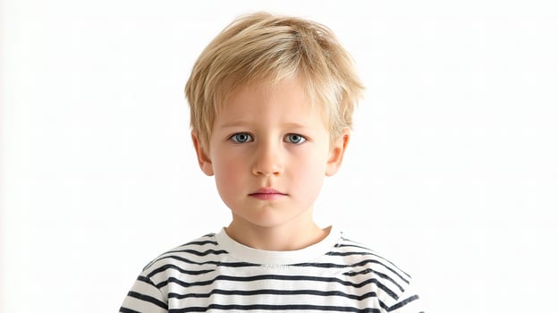 A young boy in a striped shirt photo
