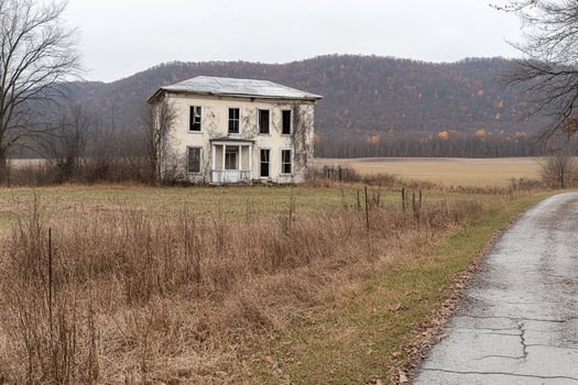 A house that is abandoned in the middle of nowhere photo
