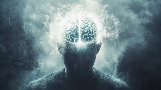Human mind illuminated by creativity and thought photo
