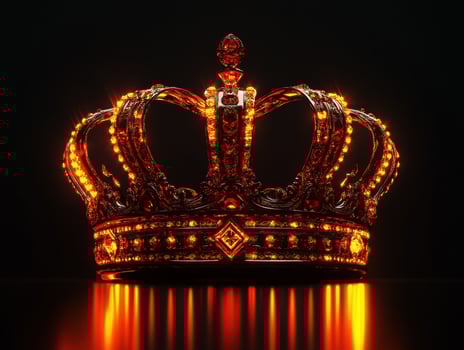 Exquisite crown with jewels illuminated against a dark background photo